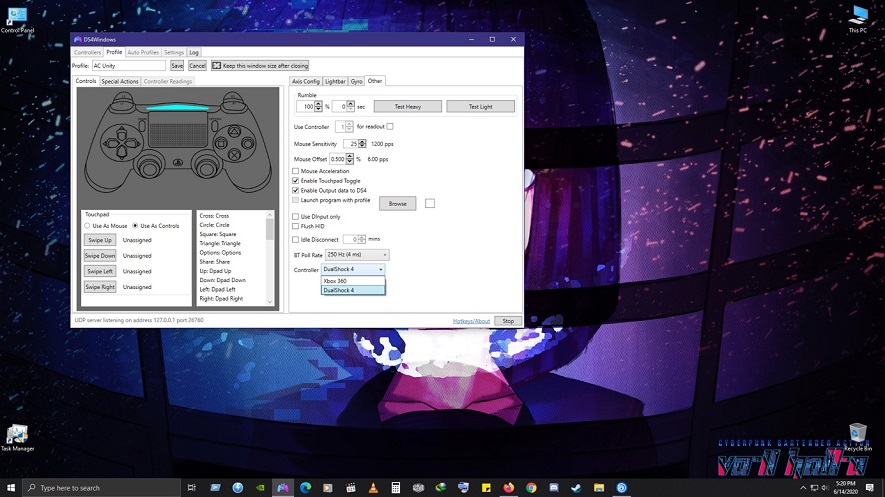configuration manette